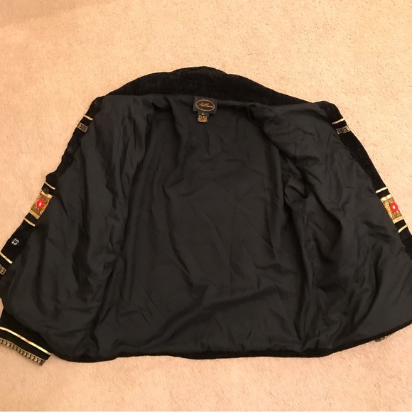 Allure Black Chenille Jacket Womens Size Large Metallic Gold Ribbon Trim - Picture 4 of 10